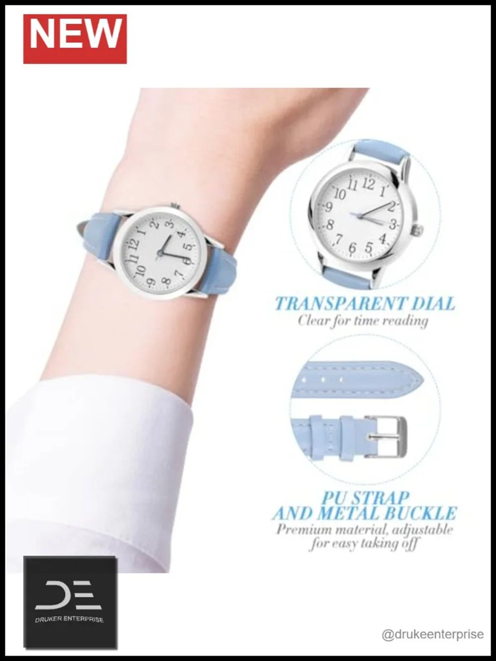 Women's Casual Waterproof Analog Quartz Wrist Watch with PU Band